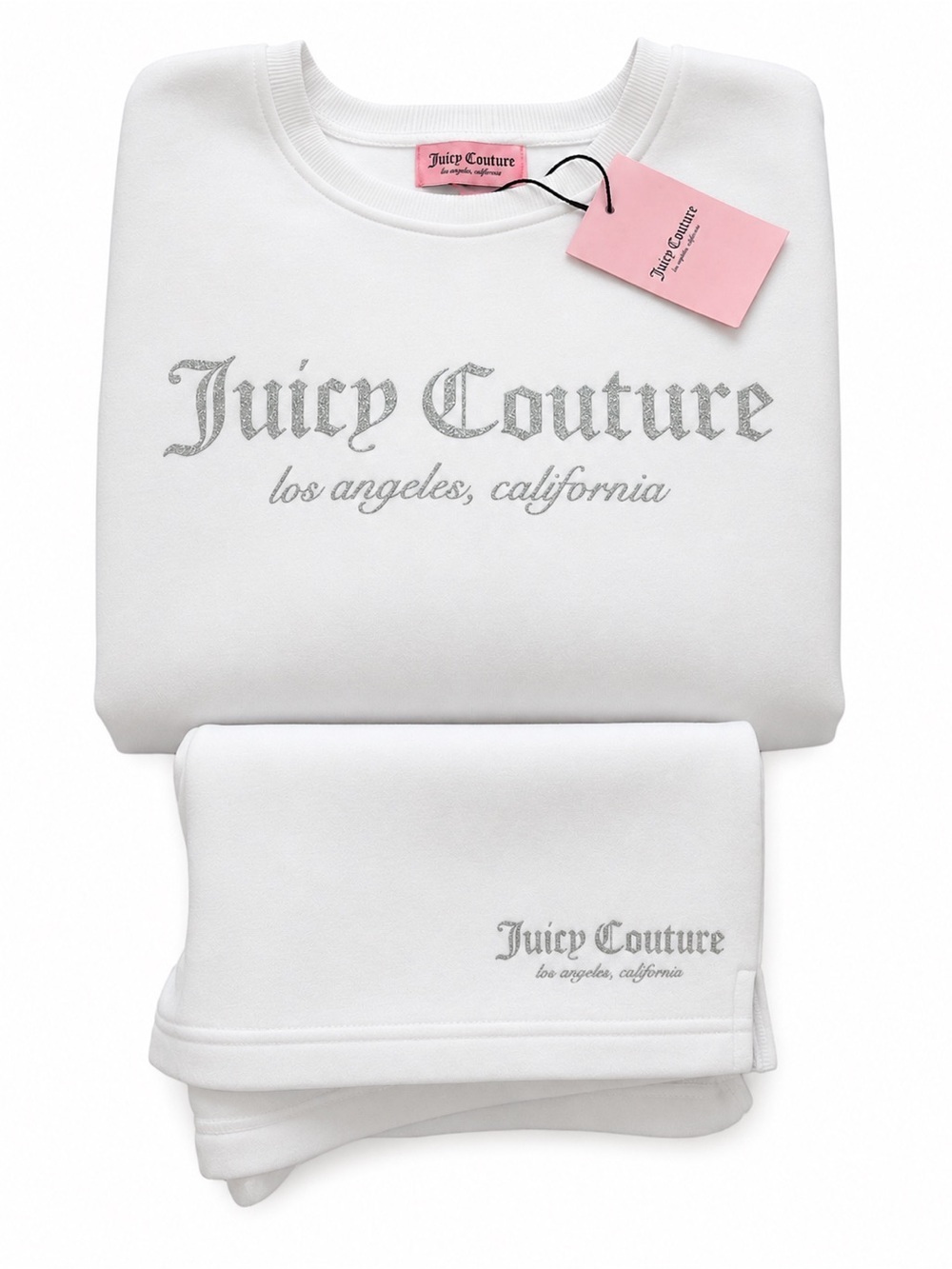 Juicy Couture White Fleece Sweatshirt & Shorts Set 2 Piece NWT Size Med - Picture 5 of 7